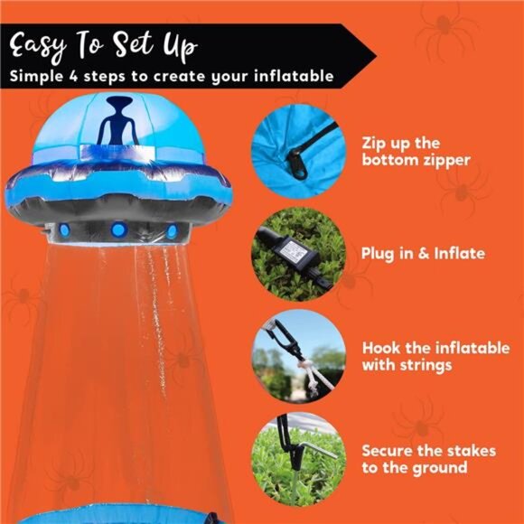 Joyfy 9 ft Halloween Inflatable UFO Alien Decoration with Built-in LEDs,UFO - Picture 3 of 7